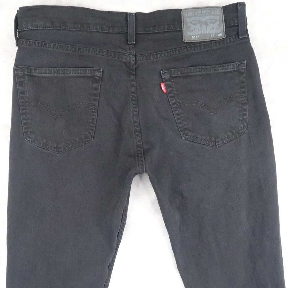Levi Jeans Mens 34x30 Fits 33x30 Black 511 Slim Fit 04511-4406 Tapered Stretch
